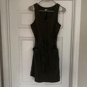 The North Face Olive Green Sleeveless Button-Front Mini Dress
